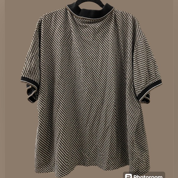 Sold —- Vintage Knit Mens Polo Style Short Sleeve Shirt 3XL, Brown, Black, Cre - Picture 4 of 7